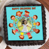 Front View of Childrens Day Kids Photo Cake