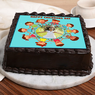 Side View of Childrens Day Kids Photo Cake