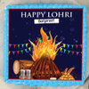 Top View of Square shaped Lohri Poster Cake