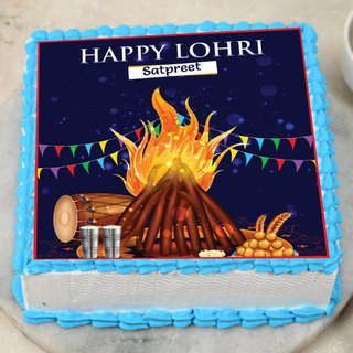 Square shaped Lohri Poster Cake