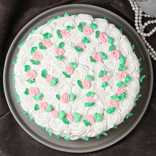 Top View of White Polka Cream Cake