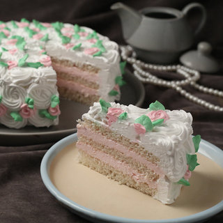 Sliced View of White Polka Cream Cake