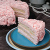 Sliced View of Strawberry Rose Cake