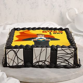 Front View of Happy Boss Day Poster Cake