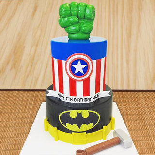 Two Tier Superhero Fondant Cake