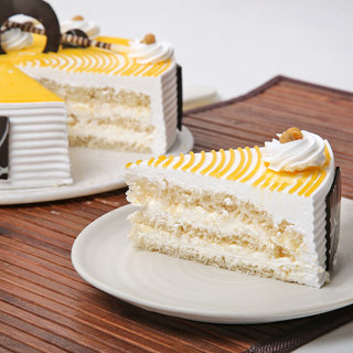 Cut slice view of Swirly Butterscotch Round Cake