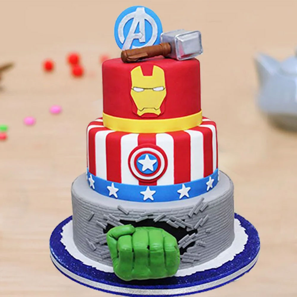 Buy Three Tier Loaded Avengers Fondant Cake-The Avengers Team Cake