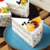 Sliced View of Fruit Funfetti Vanilla Cake