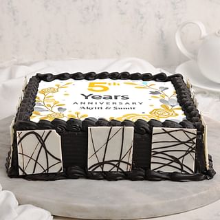 Side view of Fifth Anniversary Cake