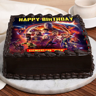 Avengers Poster Cake- Side View