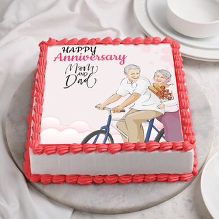 Square Poster Mom & Dad Anniversary Cake