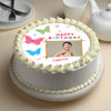 Colourful Butterfly Photo Cake For Girl