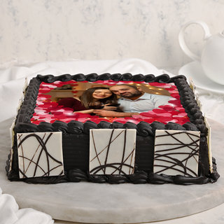 Side View of Hearti-liciously yours - Rectangle Shape Anniversary Photo Cake