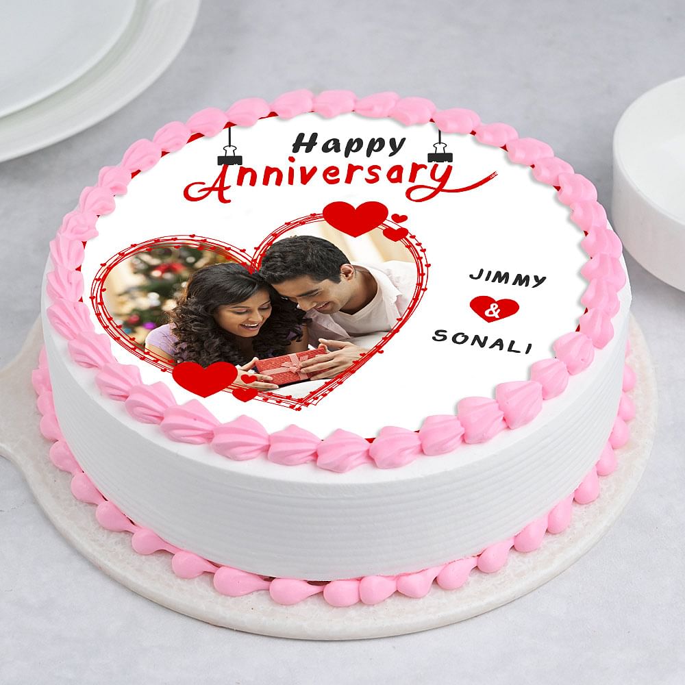 Buy Anniversary Photo Cake 3 Round Shape-Pink Passion