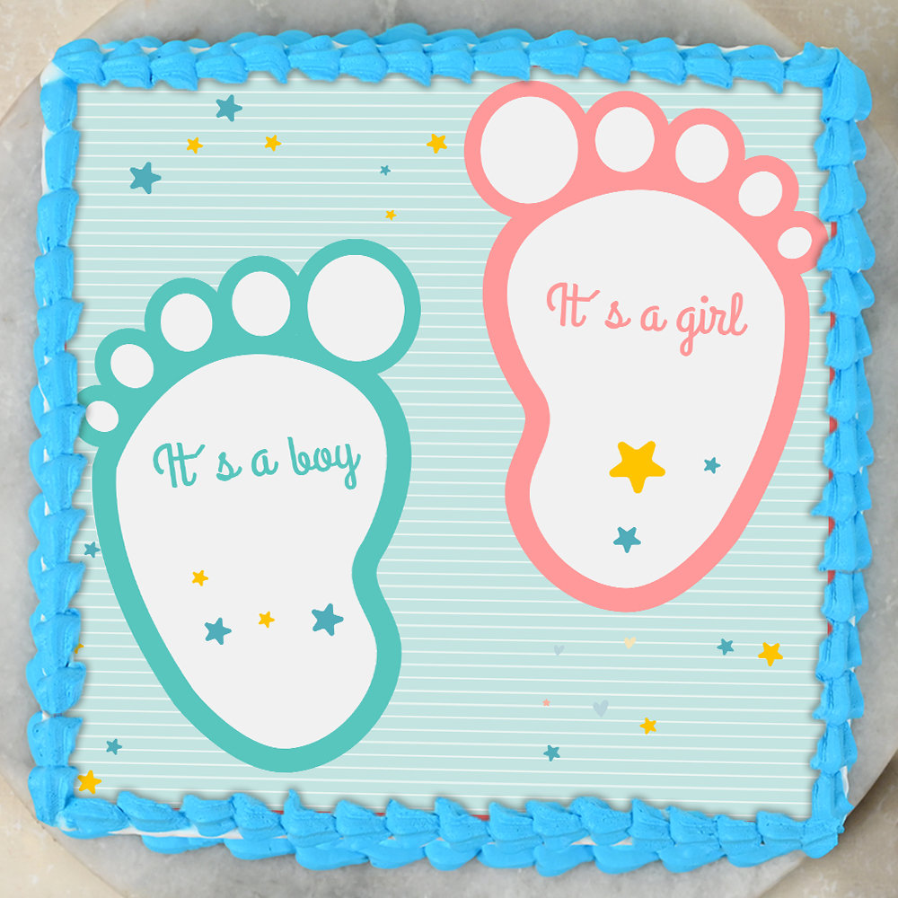 Buy Square Shaped Baby Shower Poster Cake-Baby Footprints