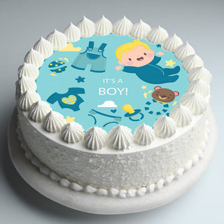 Round Shaped Buttercream Baby Shower Poster Cake