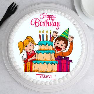 Top View of Wish Come True - Round Animated Cake for Children