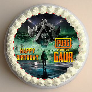 Top view of Birthday PUBG Poster Cake