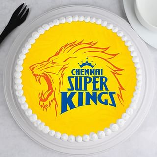 Top view of CSK Poster Cake