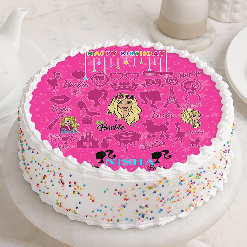 Buy Circular and Pink Personalized Birthday Cake-Barbielicious ...