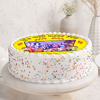 Until We Meet Again - Farewell Cake With Photo Side View