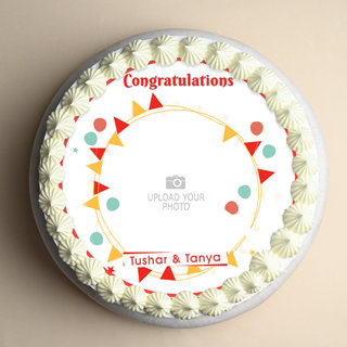 Top View of Order Happiness Bound Congratulations Photo Cake