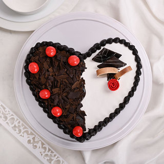 Top View of Heart Black Forest Vanilla Cake