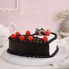 Side View of Heart Black Forest Vanilla Cake