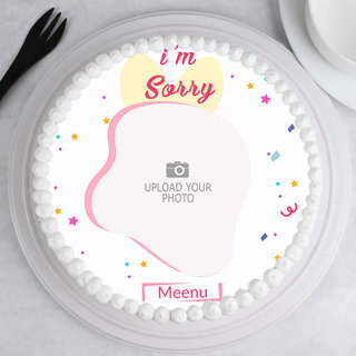 Top view of I Am Sorry Photo Cake