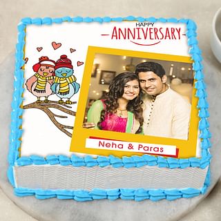 Love Birds photo cake for marriage anniversary