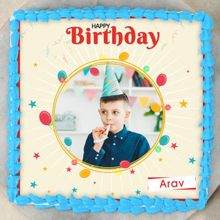Top View of Happy Birthday Photo Cake