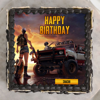 Top view of PUBG Poster Cake