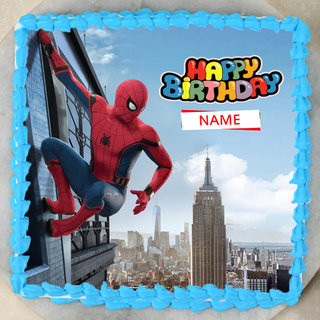 Spiderman Themed Birthday Photo Cake- Top View