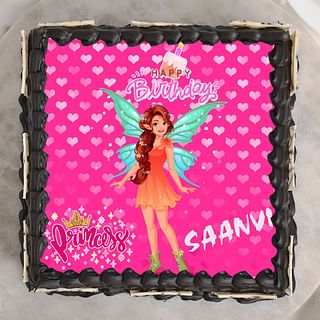 Top View of Pink Barbie Poster Cake