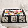 Lateral View of Send Swirling In The Air Congratulations Photo Cake