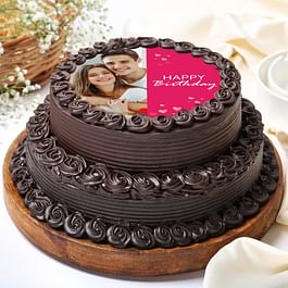 Chocolaty Two Tier Photo Cake