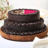 Side View of Two Tier Chocolate Photo Cake