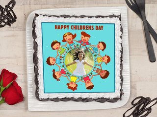 Square Childrens Day Photo Cake
