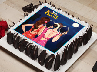 Side View of Karwa Chauth Special Poster Cake