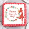 Top Side View of Square Shaped Women's Day Cake
