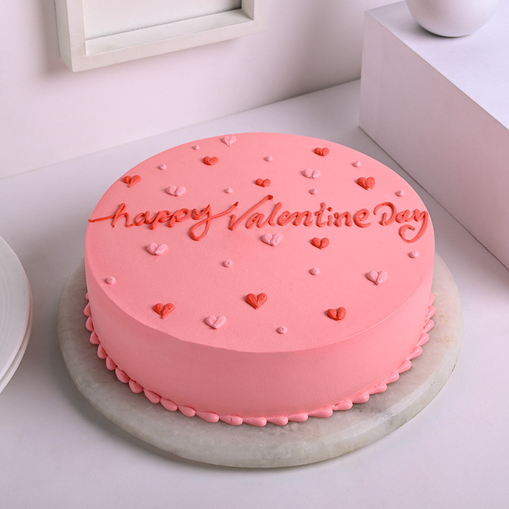 Strawberry Flavoured Valentine's Day Cake