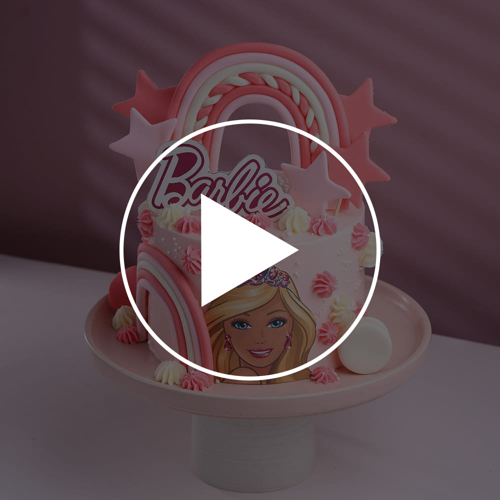Pink Barbie Theme Cake