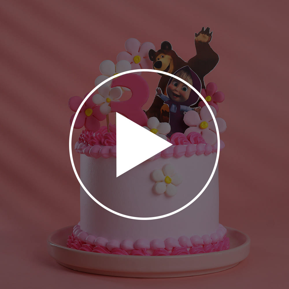 Masha N Bear Pink Floral Cake