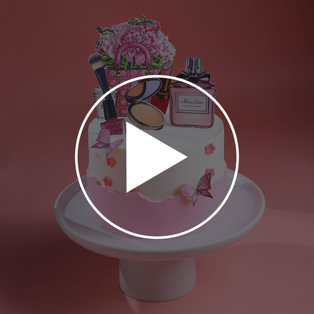 Frosted Glam Makeup Cake