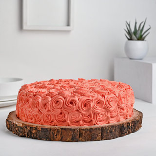 Side View of Rosey Cake Of Love: Send Cake Online