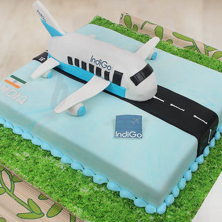 Multi flavored Indigo airlines fondant cake