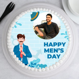 Top View of Mens Day Photo Cake