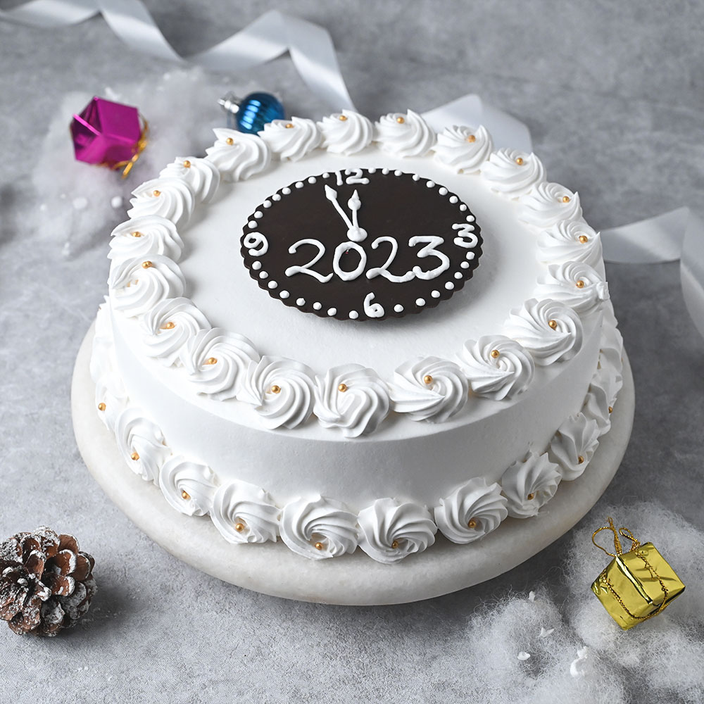 Buy White O Clock New Year Vanilla Cake-White O Clock New Year Cake