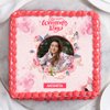 Top View of Women's Day Square Shape Photo Cake
